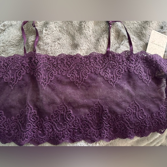 Only Hearts So Fine Scallop Lace Bralette Purple Heart Size L Sheer Lace NWT - Picture 5 of 10